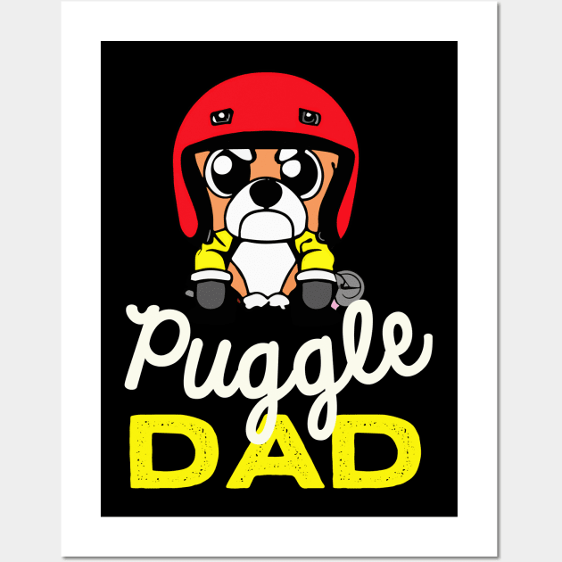 Puggle Dad Racing Dog Owner Retro Dog Father Wall Art by BetterManufaktur